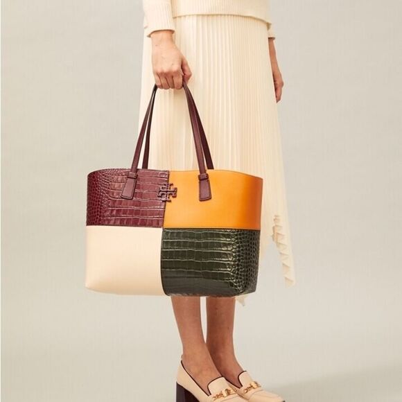 Tory Burch McGraw Embossed Color-Block Tote Bag - Picture 10 of 10